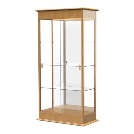 Waddell Display Case Of Ghent Varsity Display Case Carmel Oak, Mirror Back 36"W x 18"D x 77"H 694K-MB-MK